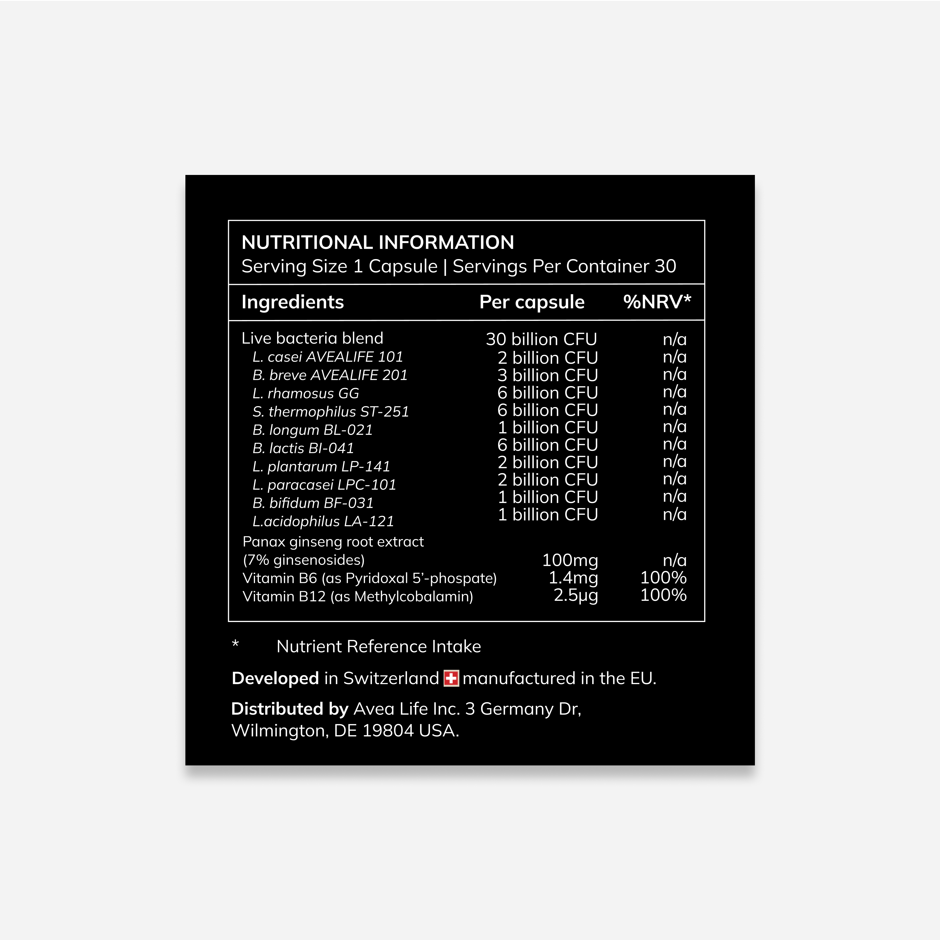Biomind nutritional information