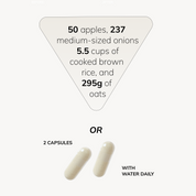 50 apples, 237 medium-sized onions, 5.5 cups of cooked brown rice, and 295g of oats or 2 Cell Primer capsules