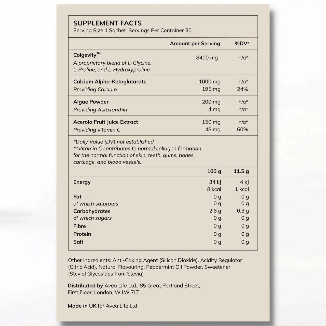 Collagen Activator Supplement Facts
