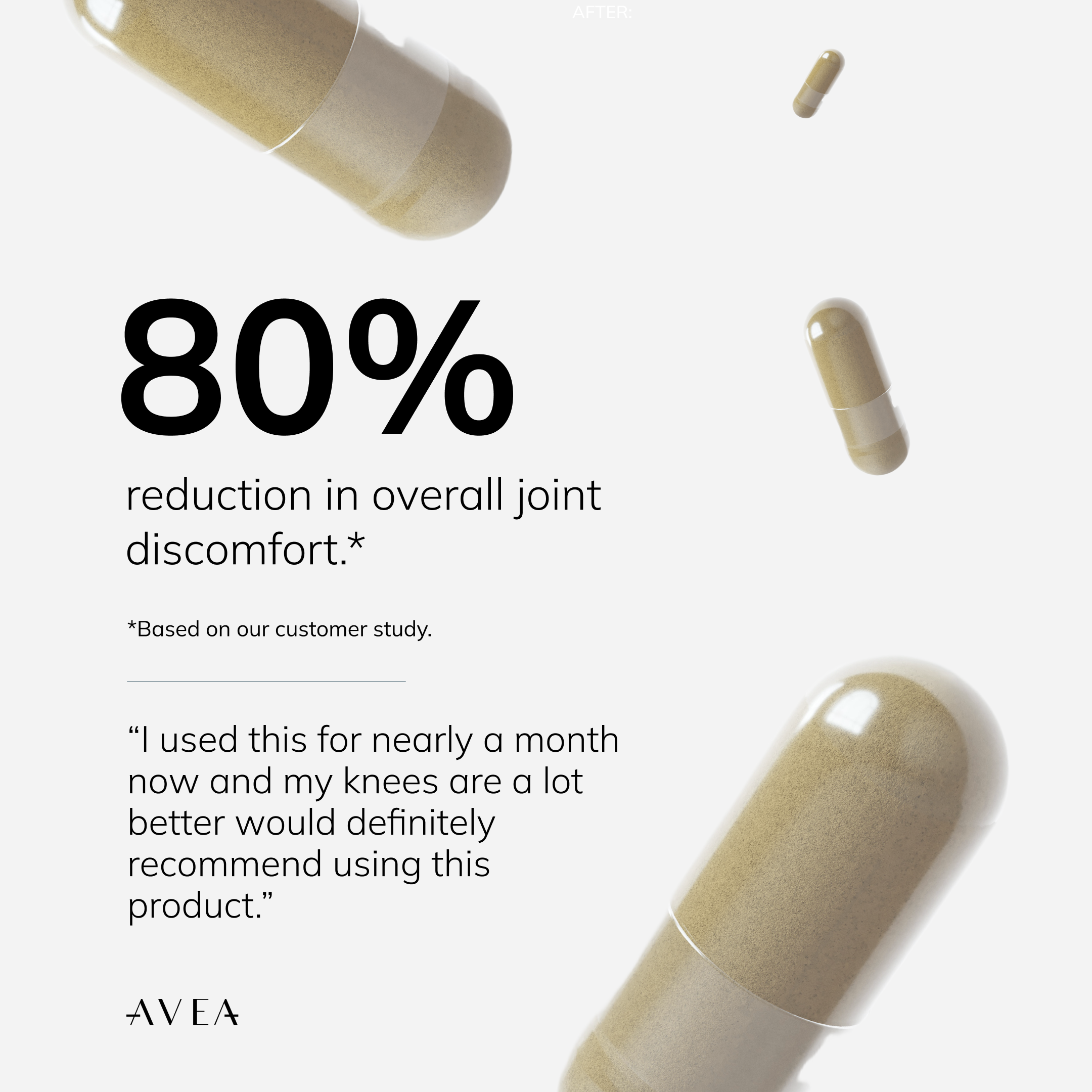 80% reduction in overall joint discomfort. Based on our customer study.