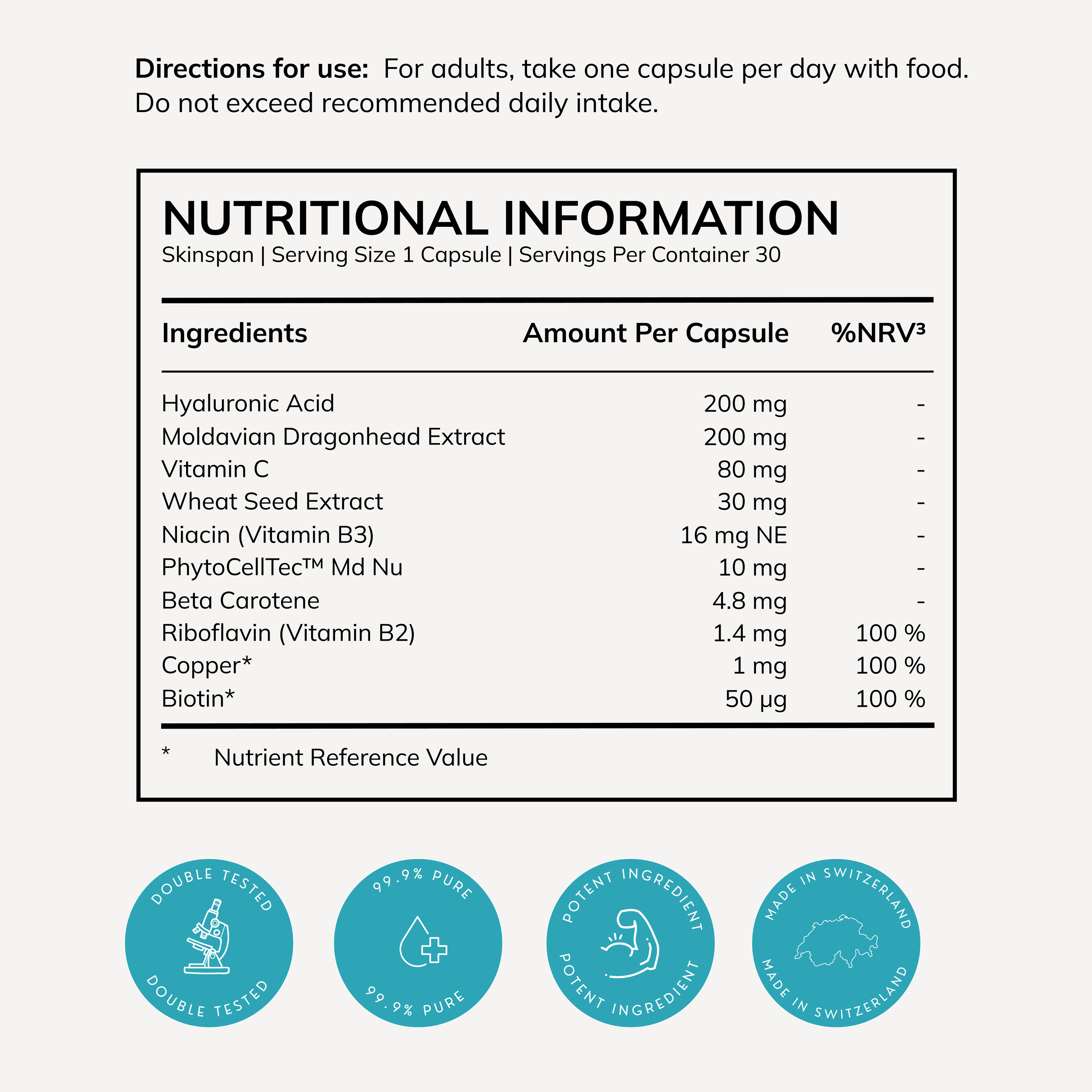 Skinspan™ supplement facts