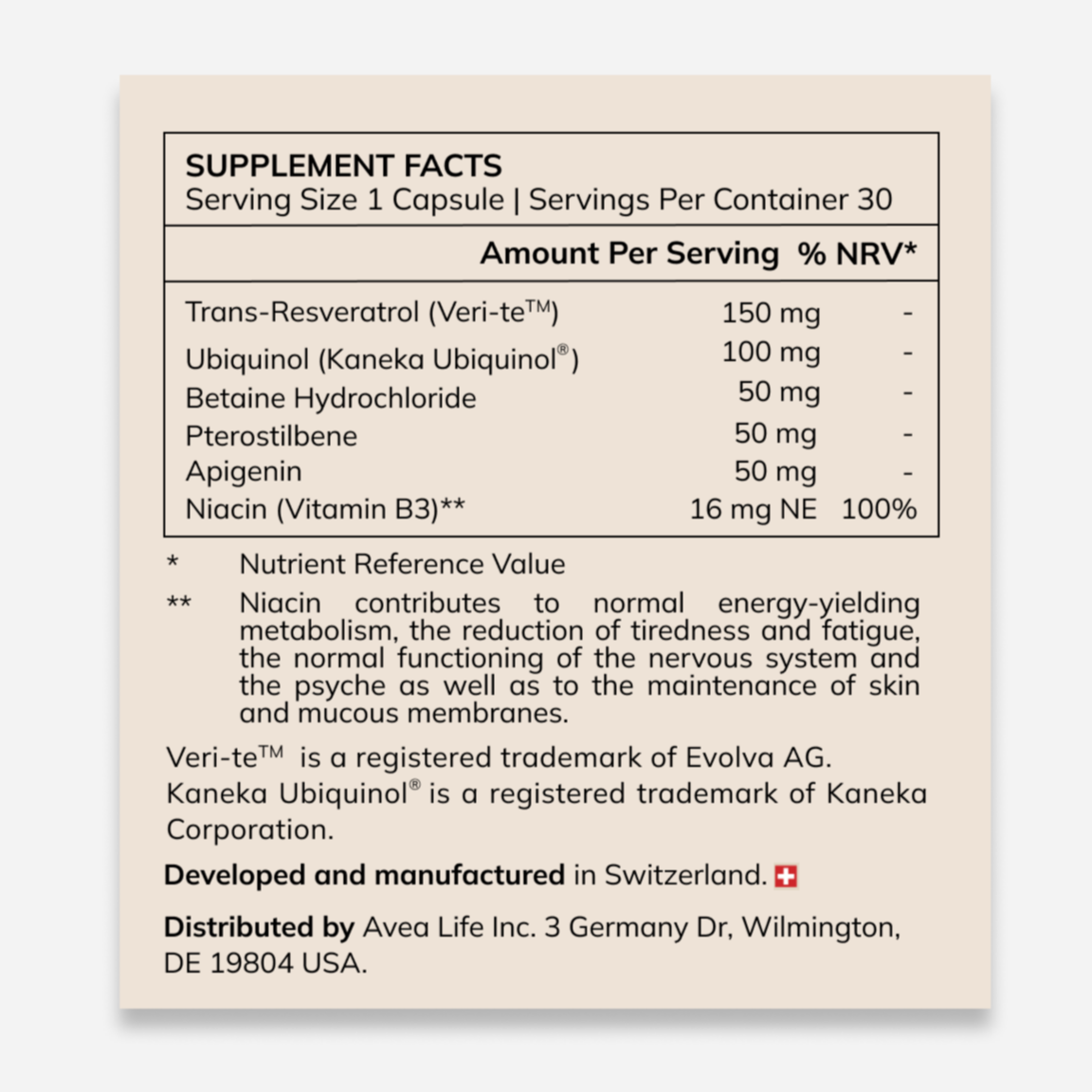 Booster supplement facts