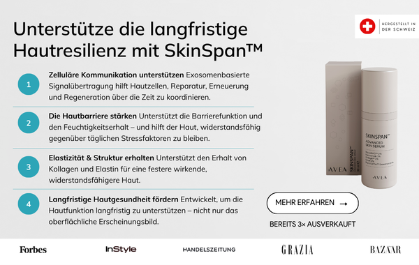 SkinSpan™ Advanced Skin Serum Flasche mit exosomenbasierter Signalwirkung, NAD⁺-Unterstützung, zellulärer Erneuerung und Stärkung der Hautbarriere