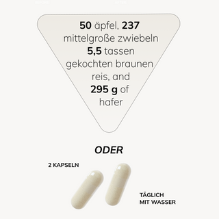 50 Äpfel, 237 mittelgroße Zwiebeln, 5,5 Tassen gekochter Vollkornreis und 295 g Haferflocken oder 2 Cell Primer Kapseln.