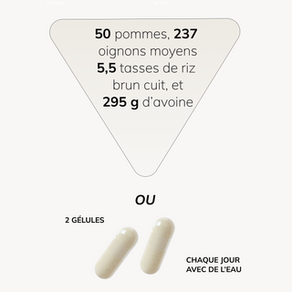 50 pommes, 237 oignons de taille moyenne, 5,5 tasses de riz complet cuit et 295 g de flocons d'avoine ou 2 gélules Cell Primer.