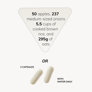 50 apples, 237 medium-sized onions, 5.5 cups of cooked brown rice, and 295g of oats or 2 Cell Primer capsules