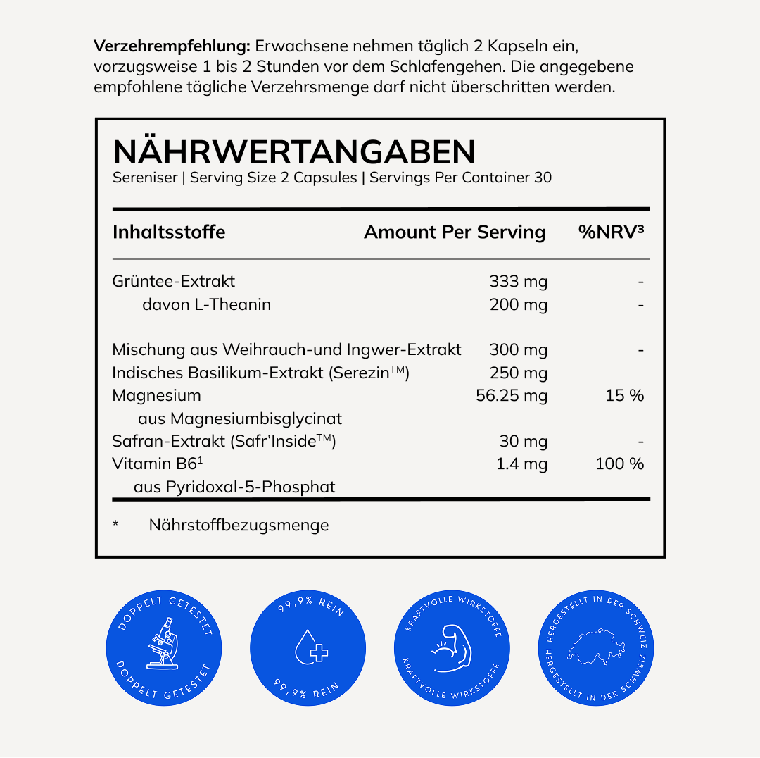 Sereniser zusammensetzung