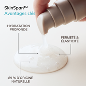 SkinSpan Serum avantages clés: hydratation profonde, fermeté & élasticité, 89% d'origine naturelle.